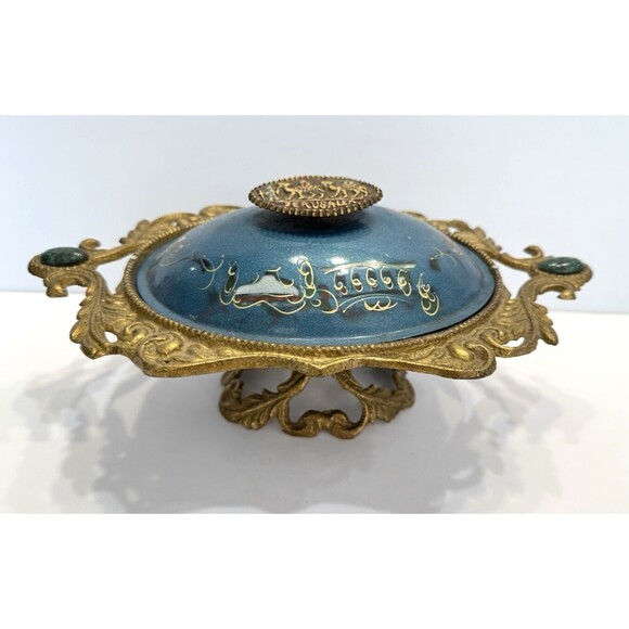 Jerusalem Bowl Israel Natural Sparkling Semi Precious Stones Hand Painted Camels